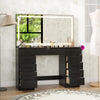 Dressing Table and Stool set 11 Drawer Makeup Table with Glass Top Vanity Desk