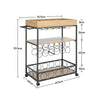 3 Tier Kitchen Trolley Wheeled Rolling Cart Wine Bottle Storage Rack With Handle