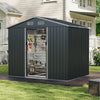 Large Utility Tool House Outdoor Storage Shed w/Sliding Doors-Grey