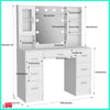 Dressing Table Set Makeup Desk w/ LED Light Mirror 7 Drawers Vanity Table White