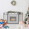 3 Panel Foldable Fireplace Screen Protector Steel Freestanding Spark Guard