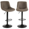 Ralex-chair Bar Stool Set of 2, Swivel Barstools with Back,PU Leather Brown