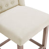 2 High Counter Bar Kitchen Island Pub Stools Chair Breakfast Linen Tufted -Beige
