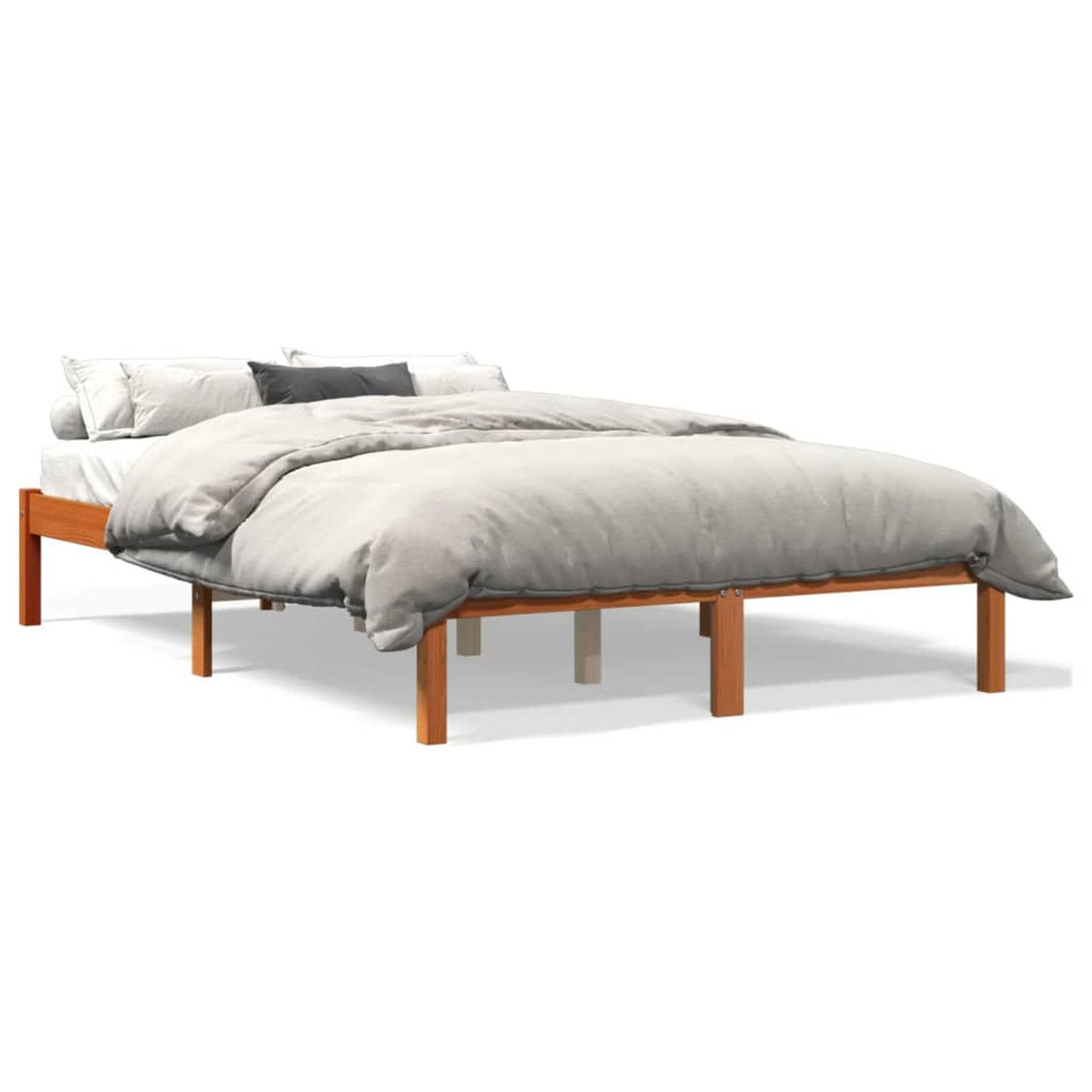 Tidyard Bed Frame Bed Base Wax Brown 140x200 Solid Wood Pine Bedstead Base G2P5