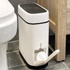 14L Narrow Bathroom Waste Bin Press Open Lid Rubbish Trash Can with Toilet Brush