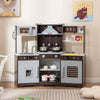 Pretend Play Kitchen for Kids Toddler Aged 3+ Wooden Toy Set w/ Range Hood Brown