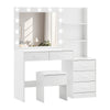 White Dressing VanityTable LED Mirror Makeup Desk with 5 Drawers 2Shelves