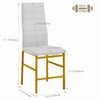 2x White Faux Leather Dining Chairs&Round Clear Glass Dining Table Golden Legs