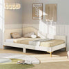 Single Size Upholstered Daybed Sofa Bed Frame Adjustable Foot Pads-Beige