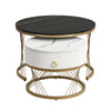 Marble Look Nesting Coffee Table with 1 drawer, Black and White