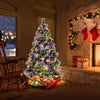Christmas Hinged Xmas Tree 7 FT w/ 400 LED Lights & 1116 Snowy PVC Tips