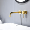 Gold Wall Mounted Mixer Tap Brass Bath Tap Bathroom Basin Swivel Spout Faucet