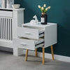 White Bedside Table 2 Drawers Nightstand Cabinet Wood Legs Side Table