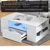 LED Coffee Table With Storage 2 Drawers Modern Living Room Furniture Wooden