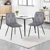 4PCS Dining Chairs Set Velvet Faux Suede Leather Padded Seat Metal Leg Grey UK
