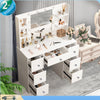 Vanity Table Makeup Dressing Desk Set with Large Dimmable 10 LED Lights Mirror
