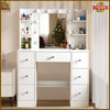 Modern Dressing Table Dimmable LED Mirror Makeup Desk with Drawers Vanity Table