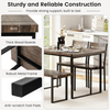 Dining Table Set Rectangular Bench 2 Chairs Industrial Kitchen Space Saving Home