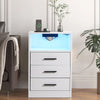 3 Drawers Bedside Table with Charging Station USB Ports LED Lights Sofa End Desk