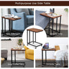 Sofa Side Table C-Shaped Industrial Coffee Snack Table Laptop Stand w/ Wheels