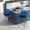 2Pcs Velvet Bar Stools Metal Frame Modern Height Chairs w/Tufted Back Footrest