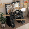Large LED Light Mirror Dressing Table Set with 7 Drawers Vanity Make up Desk