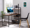 Industrial Writing Desk with Bookshelf Rustic Metal Home Office Workstation