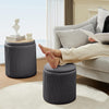 2pcs Round Ottoman Stool With Storage Velvet Upholstered Foot Stool Coffee Table