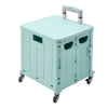 FOLDING SHOPPING CART PLASTIC CRATE TROLLEY STORAGE BOX WHEELS BOOT WITH LID 45L