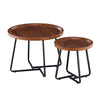 Double Round Coffee Table Set Elegant Brown Living Room