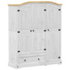 Wardrobe White 151.5x52x186 Solid Wood Pine D3W8