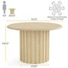 Round Dining Table for 4, Farmhouse Kitchen Table with Metal Base,...