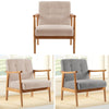 Scandi Solid Wooden Frame Chair Wicker Armchair Tub Sofa Fabric Upholstered Seat