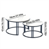 Round Coffee Table Set of 2 Nesting Table Slate Marble White Tabletop End Tables