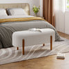 Upholstered Sherpa Long Bench End Of Bed Stool Side Chair Seat with Wood Legs