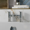 Bathroom Bath Mixer Filler Tap Twin Lever Deck Mounted Round Modern Chrome