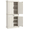 Freestanding Kitchen Cupboard, Tall Storage Cabinet w/ Drawer and Shelves, White