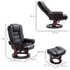 Recliner Chair With footstool, Armchair 135° Reclining Swivel Sofa Chair, Black