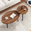 Solid Wood Nesting Coffee Table Set of 2 Oval Round Sofa Tea Tables Living Room
