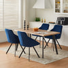 2Pcs Blue Dining Chairs Velvet Padded Seat Dining Room Chair Modern Metal Legs