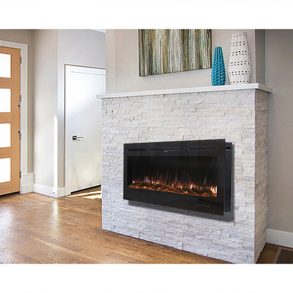 50''inch LED Electric Fireplace Inset Wall Mounted Log Crystal Fire Flame Heater
