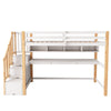 Bunk Bed with Desk & Shelves, Loft Bed with Storage Stairs, 3FT Wooden Bed Frame