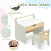 Kids Table and Chair Set w/ Storage and Paper Roll Holder-Green