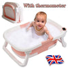 Portable Baby Bath Tub Toddler Bathtub with Thermometer Collapsible Baby Shower
