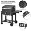 Charcoal BBQ Grill with Warming Rack Shelves Temperature Gauge Backyard Kit