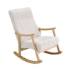 Creamy Fabric Upholstered Rocking Chair Living Room Nap Relaxing Rocker Armchair