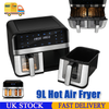 9L Visible Air Fryer Dual for Home 8 Preset Timer Control Touch Screen Oven UK