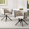 6PC Swivel Velvet Dining Chairs Rotatable Metal Legs Kitchen Chairs Modern Beige