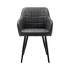 2x Grey Dining Chairs Faux Leather Retro Armchairs PU Kitchen Office Chair