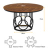 120cm Round Dining Table for 4 People, Rustic Dining Room Table with Metal Base